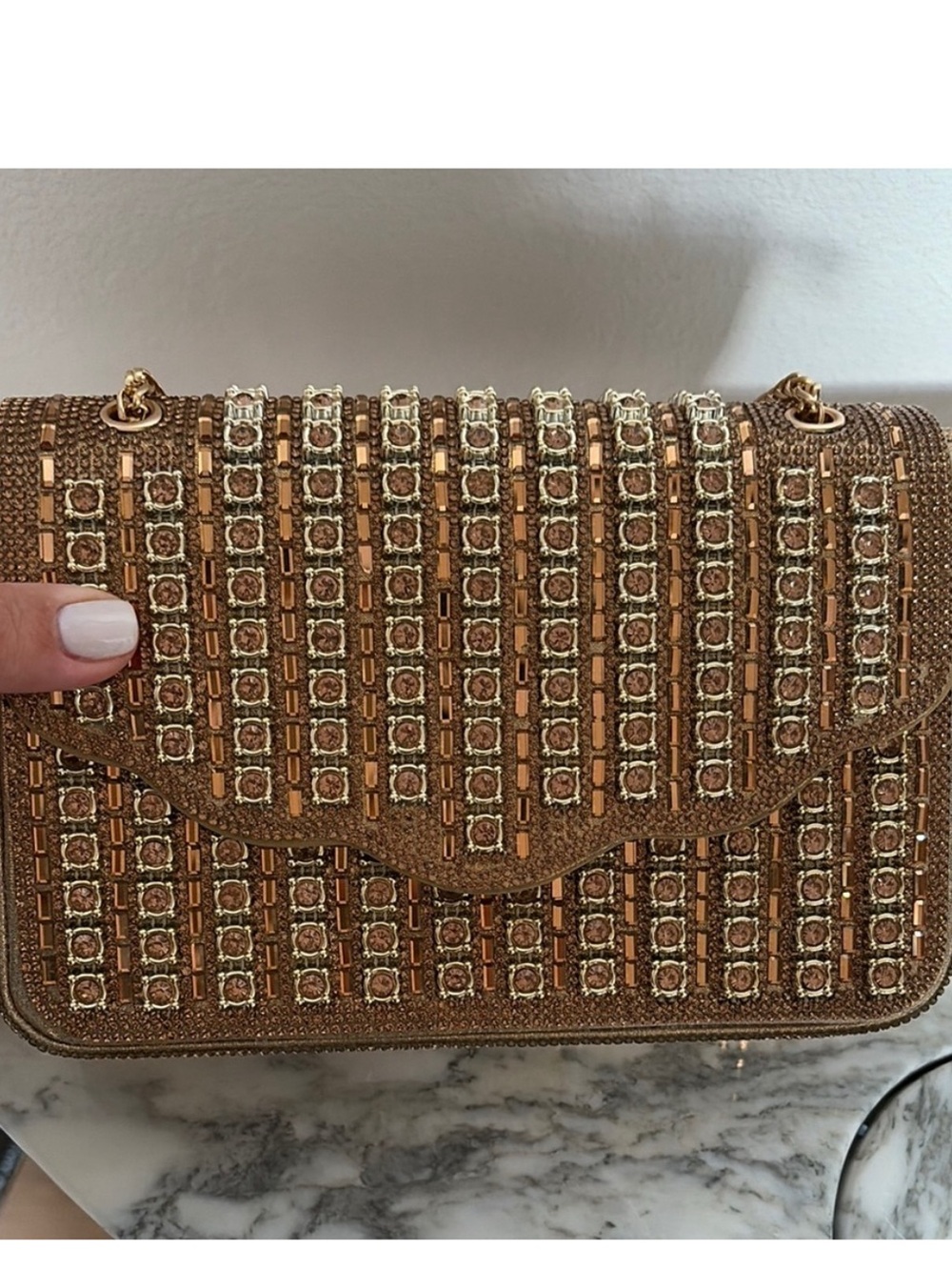 Beautiful Gold Crystal-Embellished Crossbody Bag - Picture 5 of 5